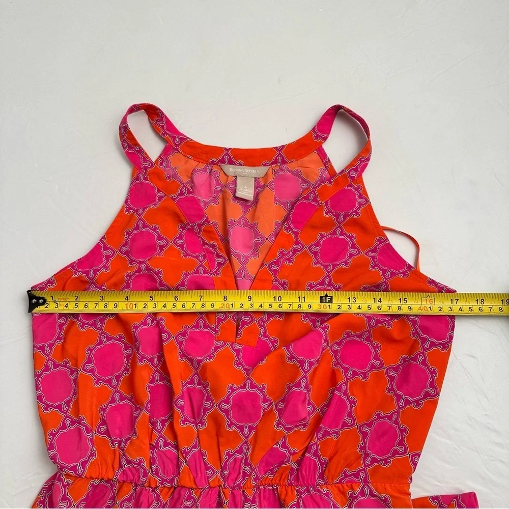 Banana Republic orange and pink print v-neck maxi dress 6 - Picture 8 of 11